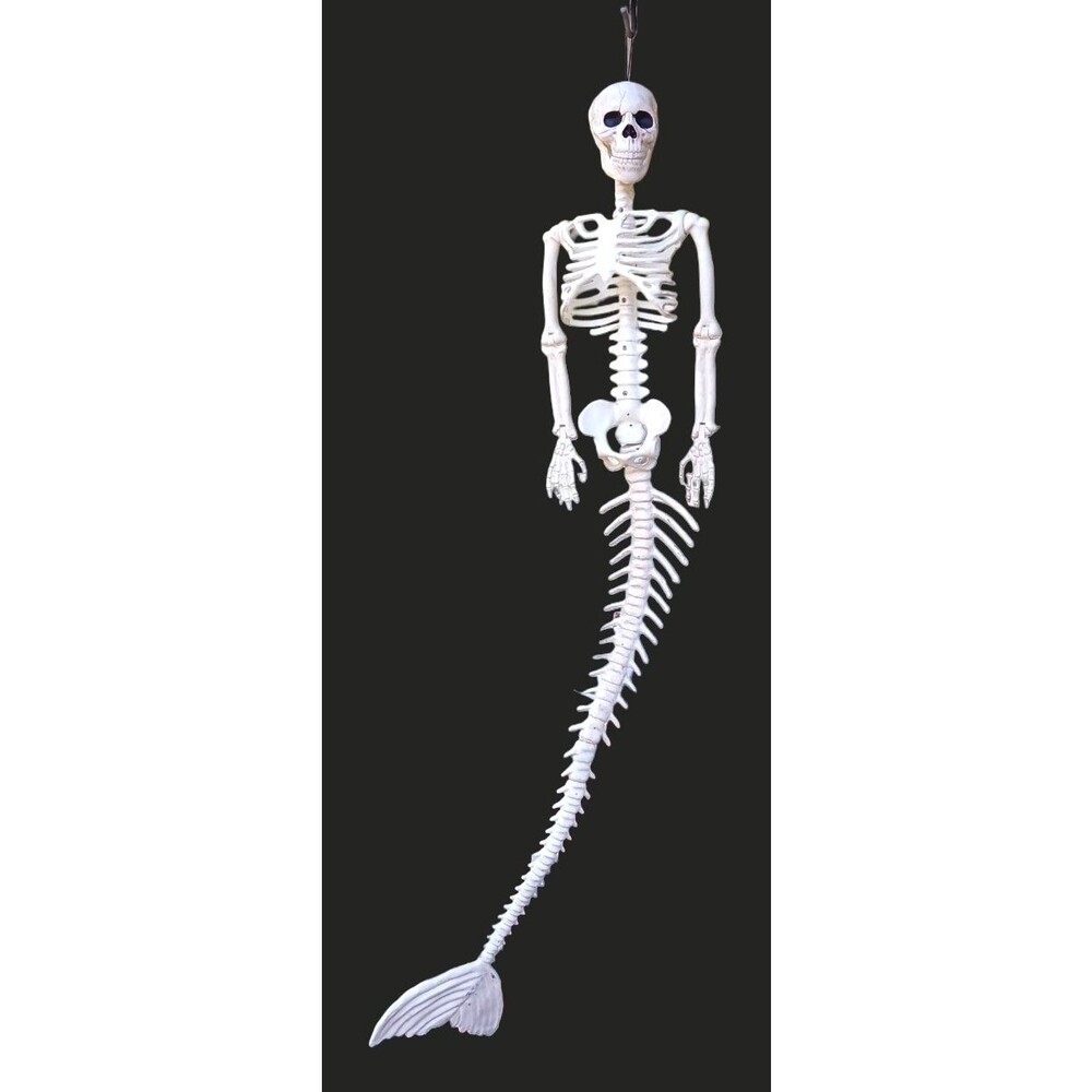 Large 48" Hanging Mermaid Skeleton Bones Posable Arms Halloween Decor Spooky Fun
